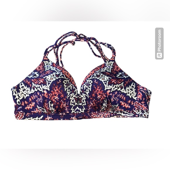 Athleta Purple And Red Padded Strappy Back‎ Bikini Top Size Medium - Picture 3 of 8
